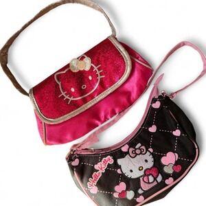 Bundle of 2 Hello Kitty pink and black mini purse set
